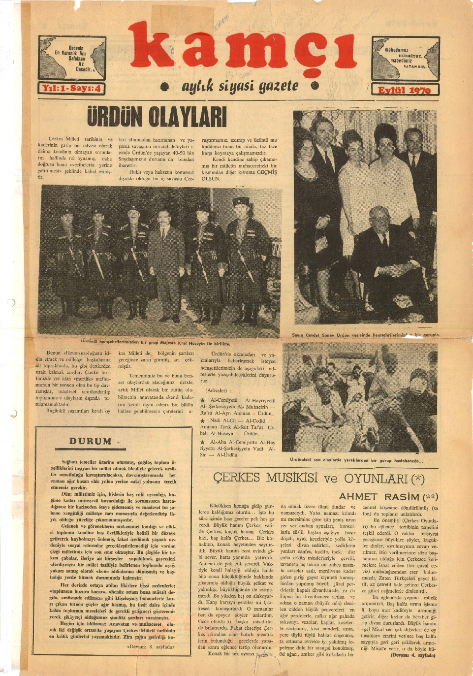 Yıl 1 | Sayı 4 | Eylül 1970